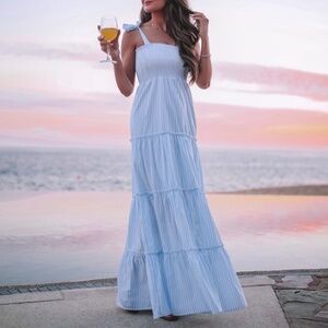 Pink Lily x Caitlin Covington Santorini Striped Maxi Dress